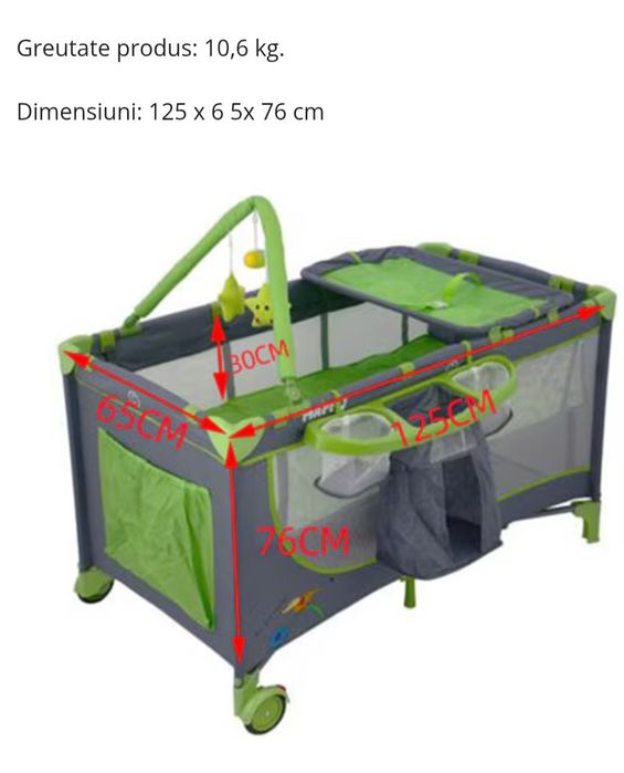 Vand patut pliant Mappy, 2 nivele si arcada cu jucarii