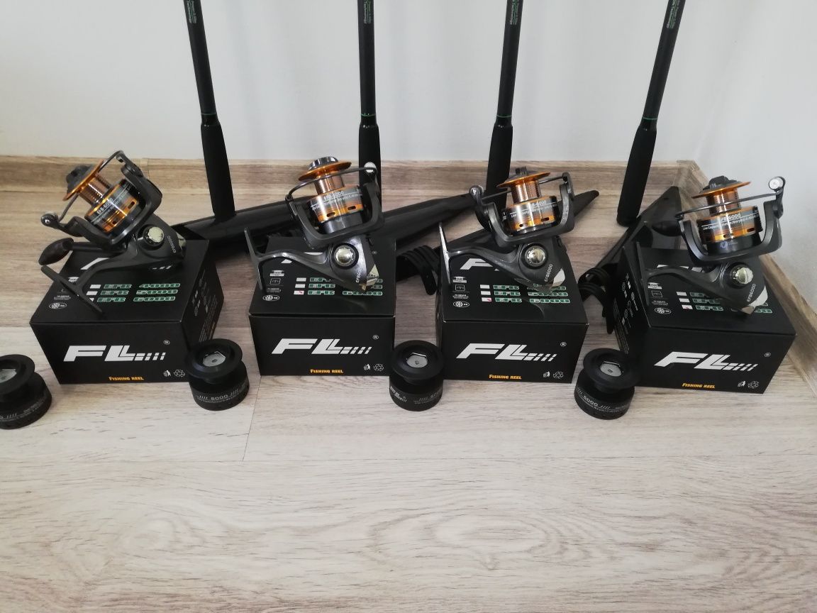 SET 4 Lansete Crap Robinhan Dexter 3.6m 3.5LBS + 4 Mulinete FL EFB6000