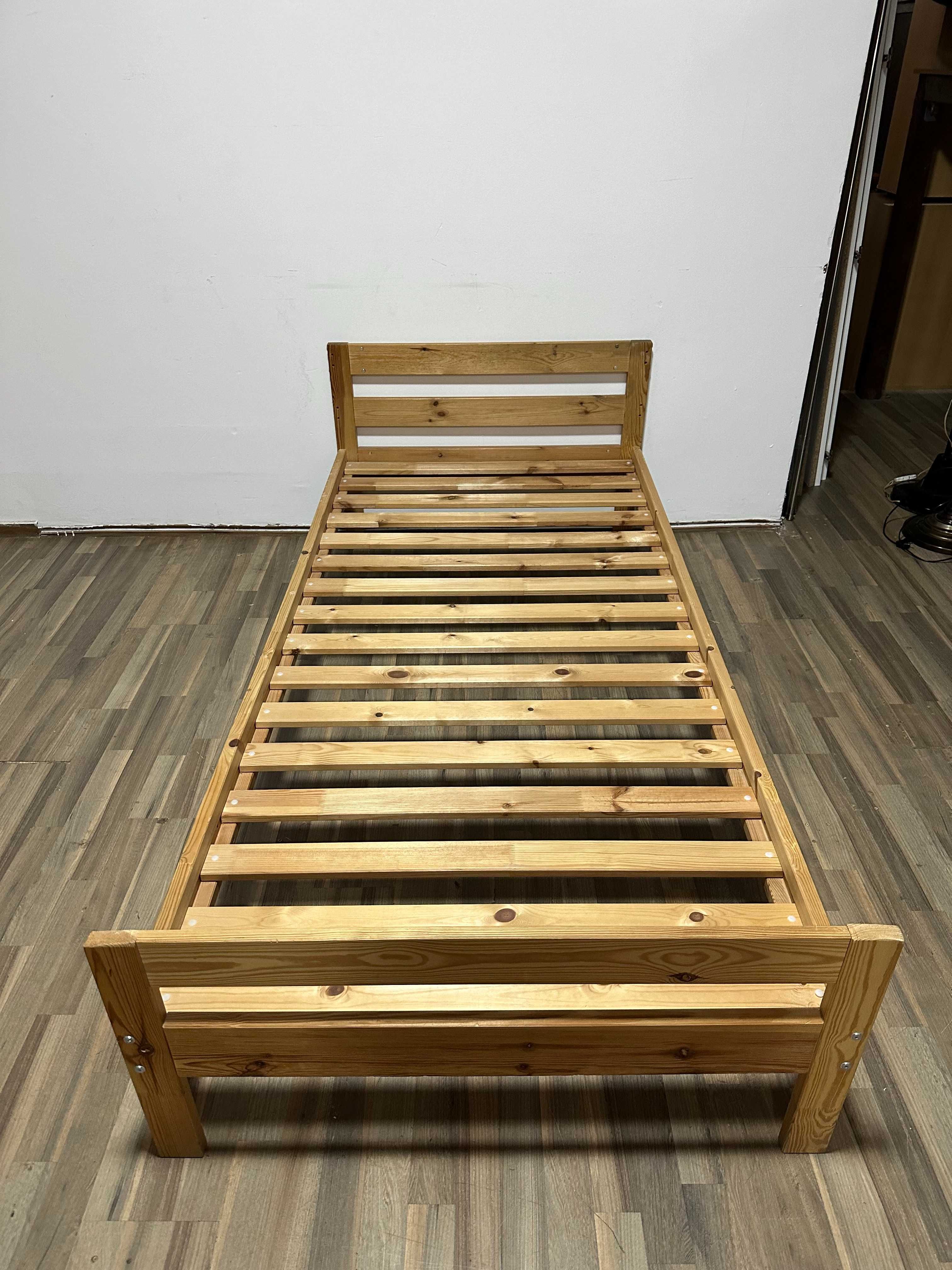Pat Single din lemn masiv; Cadru de pat pentru Saltea 200x90 cm