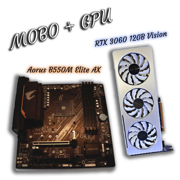 KIT: B550M Elite Ax + RTX 3060 12GB VISION OC (garantie ambele)