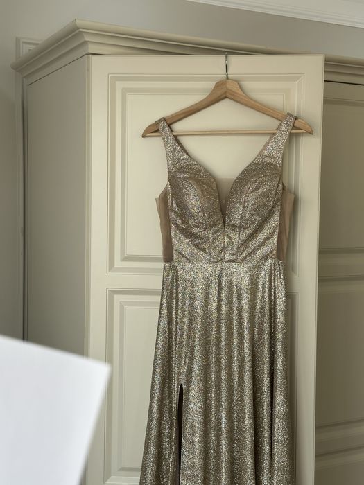 Идеальное золотое платье в пол • Новый год/вечер/выпускной • S–M