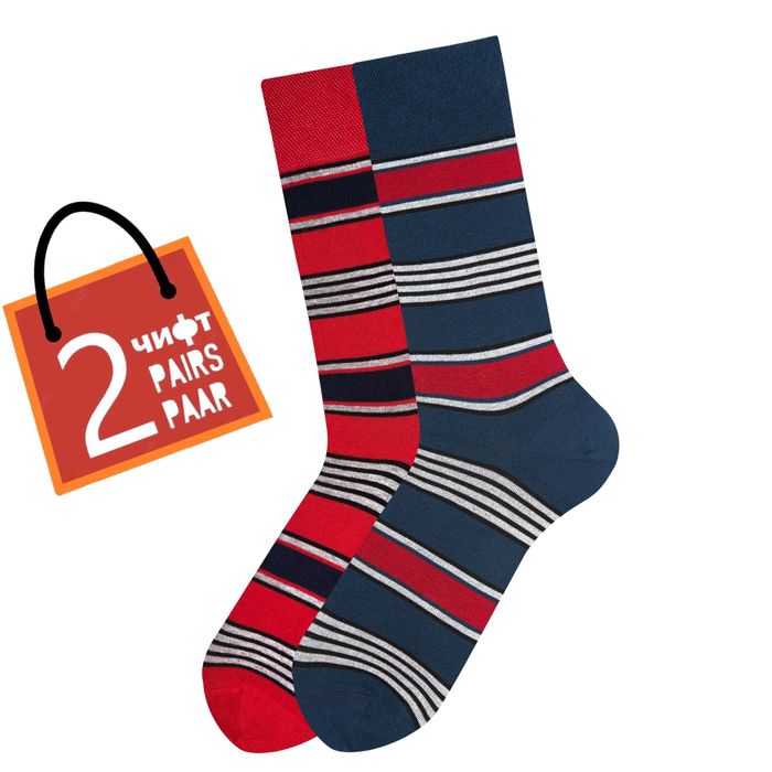 Памучни мъжки чорапи с десен, 5 броя, безшевни и с мек ластик