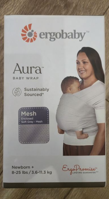 Ergobaby Aura слинг soft grey mesh почти нов