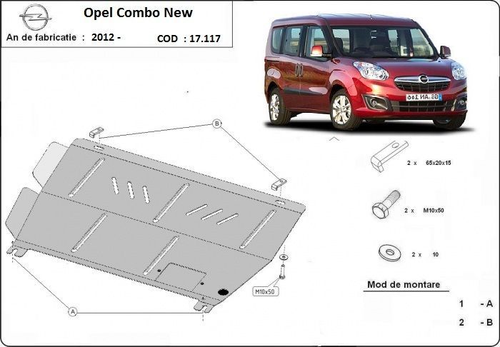 Scut metalic pentru motor Opel Combo 2012-2018, otel 2mm