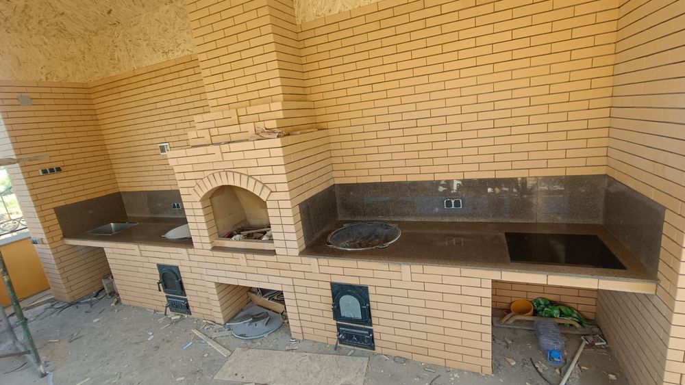 Гранит, мрамор. Баспалдақ қаптау, ас үй және санузел  мойкасы.