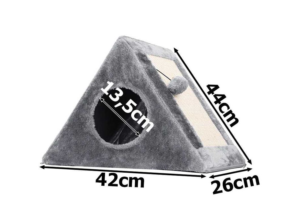 Casuta pliabila pentru pisici cu zona de zgariat si bila 44x42x26 cm