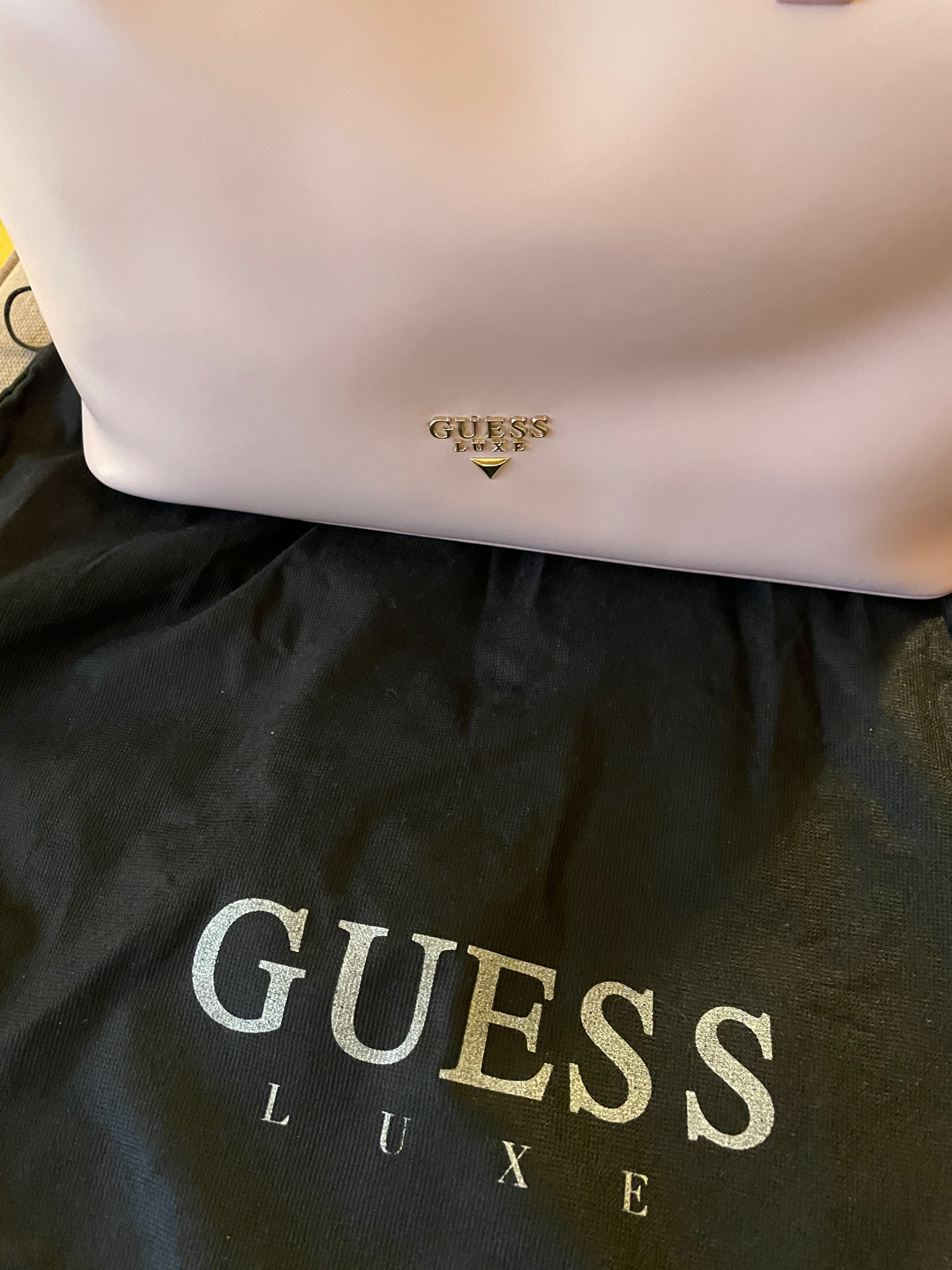 Geanta piele naturala roz Guess