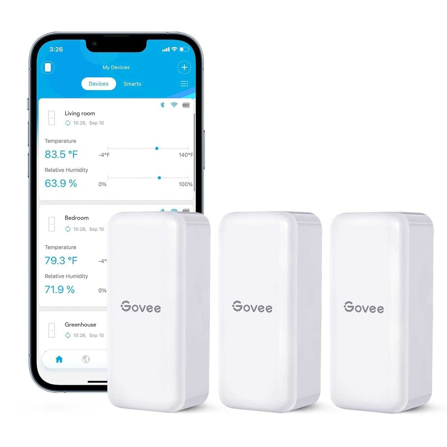 Govee комплект от 3 броя Bluetooth сензори за температура и влажност