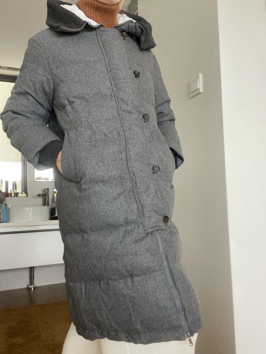 Geaca lunga lana casmir puf de gasca M