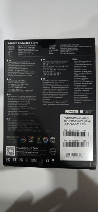 Озу ddr5 6000mhz T-FORCE DELTA RGB 16GB(8X2)