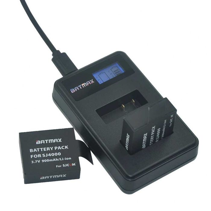 Set 2 acumulatori SJCAM + incarcator Sj4000 SJ5000 SJ6000 Sj7000 Sj800