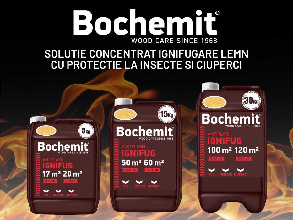 Solutie ignifugare lemn Bochemit Antiflash - transparent sau maro