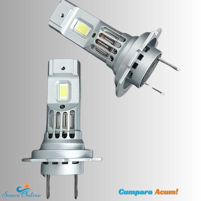 Set 2 becuri led auto H7 180W 6000k 20000lm forma la fel cu halogen