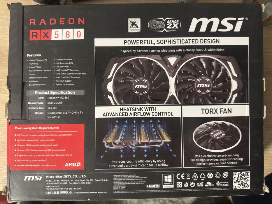 Placă video MSI Radeon RX 580 ARMOR OC 8GB GDDR5
