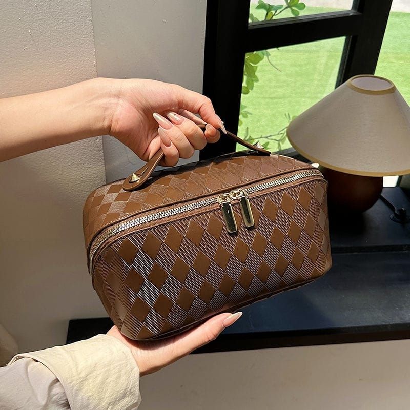 Косметичка, бьюти кейс, дорожная сумка, 25×13×12, коричневый