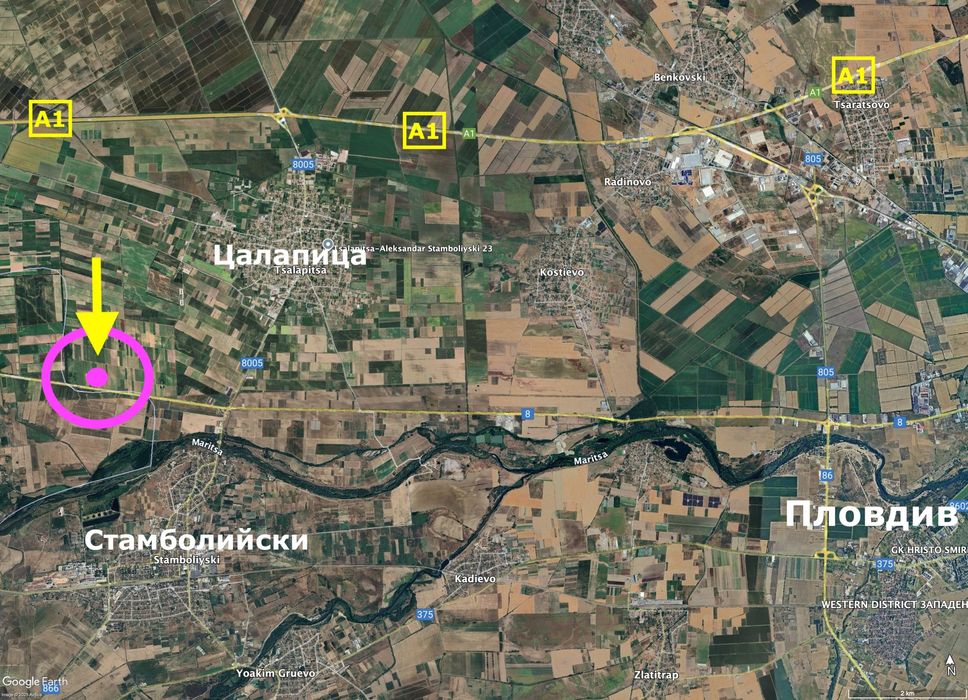 Голям имот за продажба с голямо лице на Пазарджишко шосе до гр Пловдив