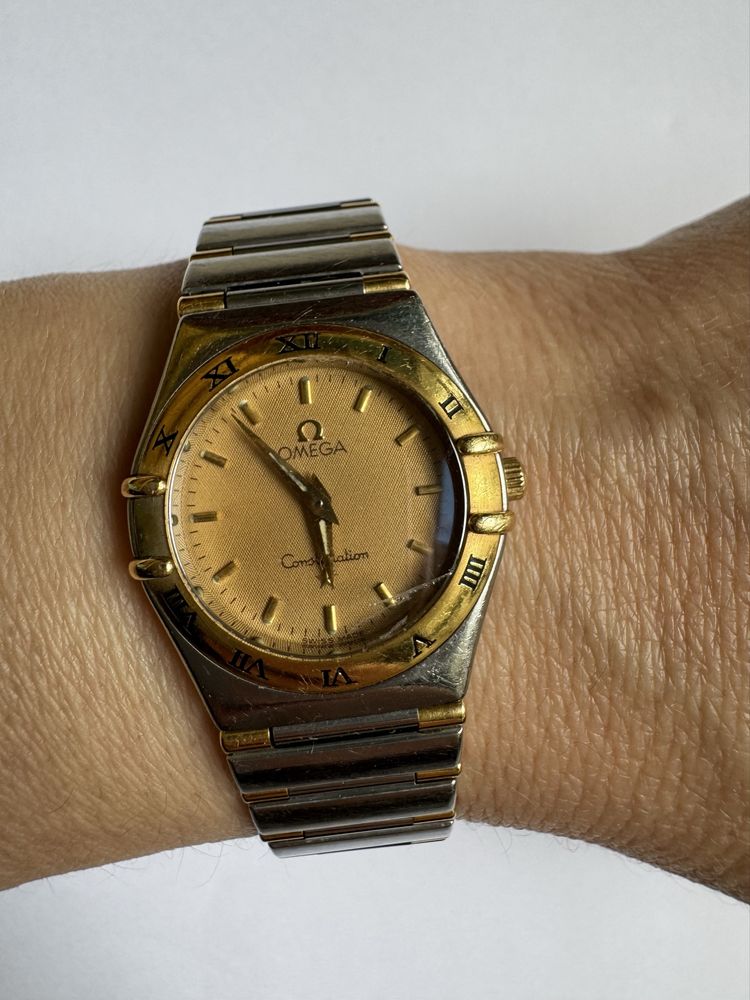 Omega Constellation original dama  - oțel + aur placat - quartz