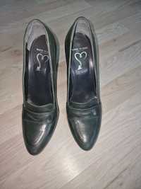 Pantofi piele verde inchis
