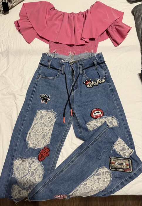 Комплект дънки Djofra и бардо топ