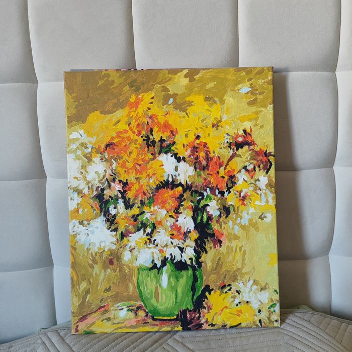 Картины по номерам (законченные, ручная роспись, акрил, холст на подра