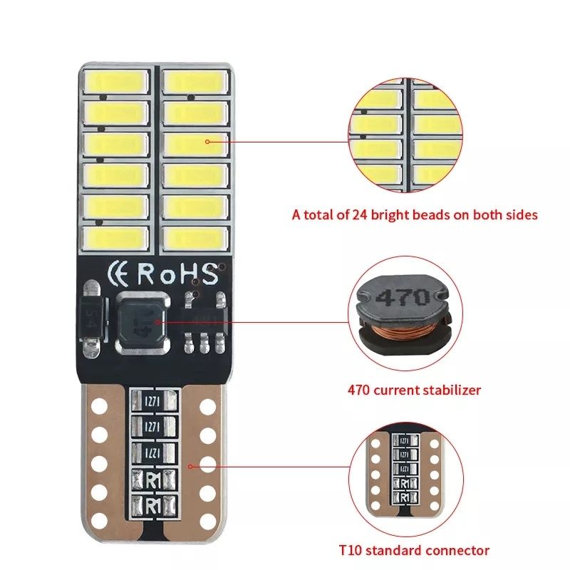 Leduri Pozitie Plafoniera Auto T10 / W5W CanBus Alb rece 6000k