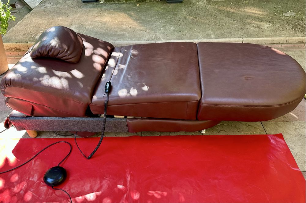 Canapea, fotoliu, divan din piele naturala, rabatabila cu telecomanda!