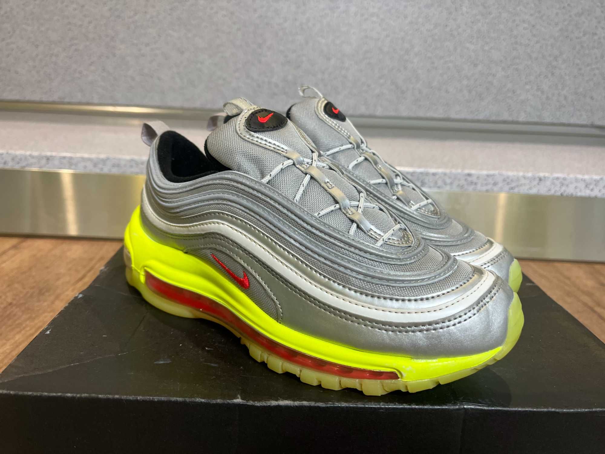 ОРИГИНАЛНИ *** Nike Air Max 97 Rft Metallic Silver/Red Orbit/Volt