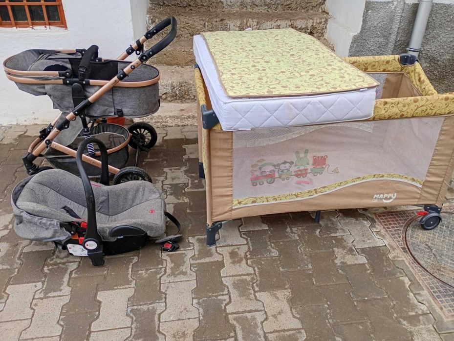 Patut ,Carucior 3 in 1 si Saltea