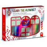 Set educativ cu stampile Alfabet 46 piese, 26 stampile, tus, 18 carioc