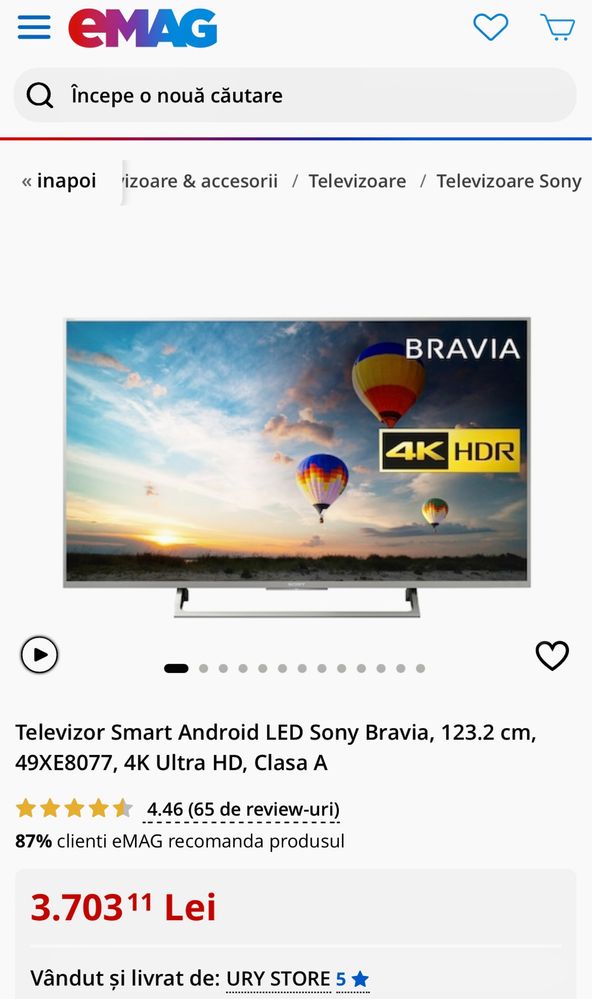 Tv Smart Android Sony Bravia 49XE8077 4K