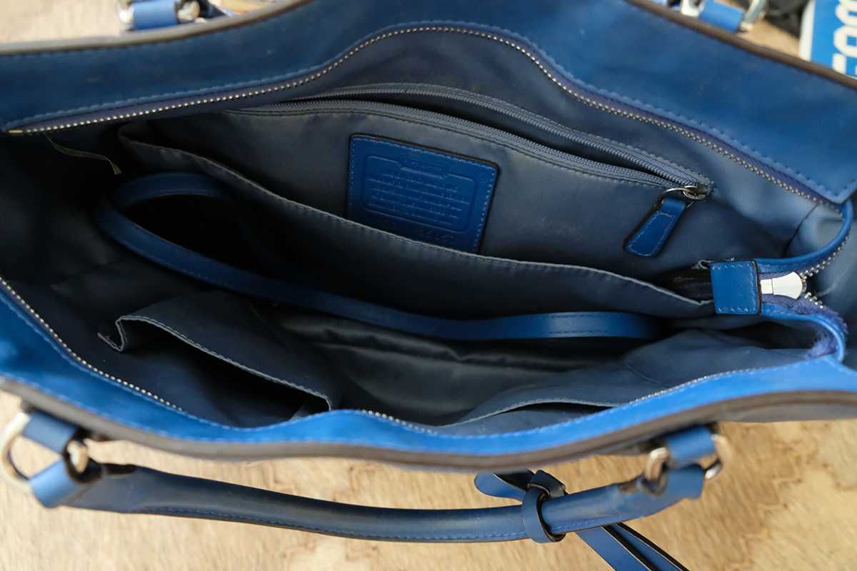 Сумка Coach Brilliant Blue Leather Large Tote Bag