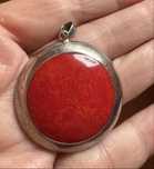 Medalion superb din argint 925, marcat,rotund, coral rosu
