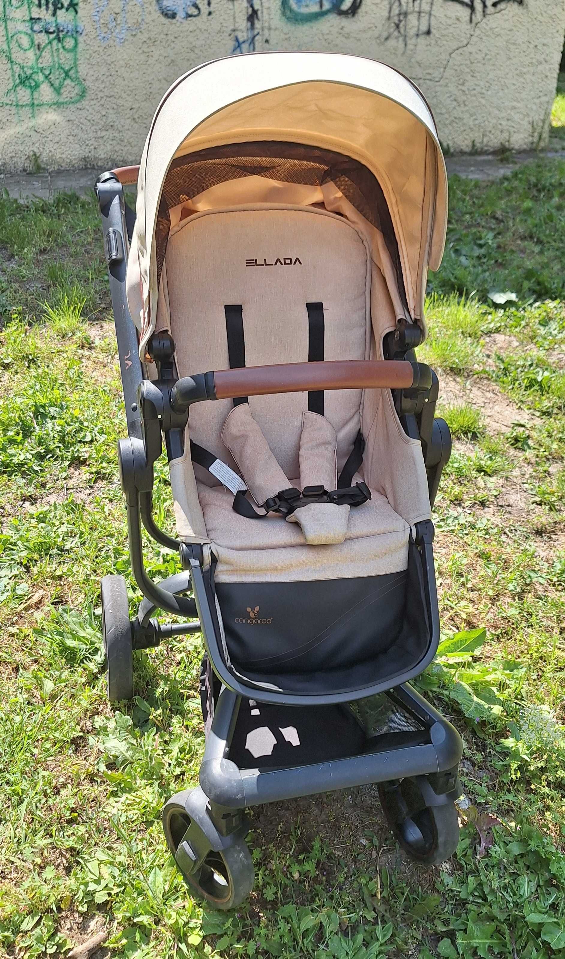 Бебшка Количка 3в1 Cangaroo Ellada бежова + 3 подаръка
