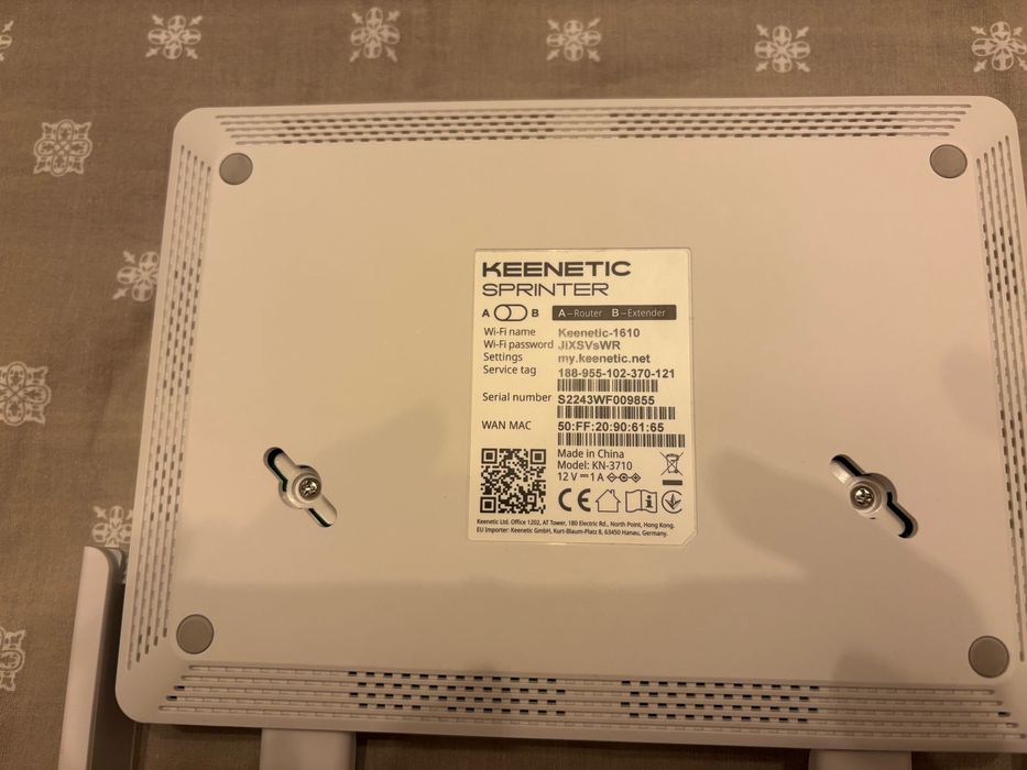 Router/Extender Keenetic Sprinter (KN-3710) AX1800 Mesh WiFi 6