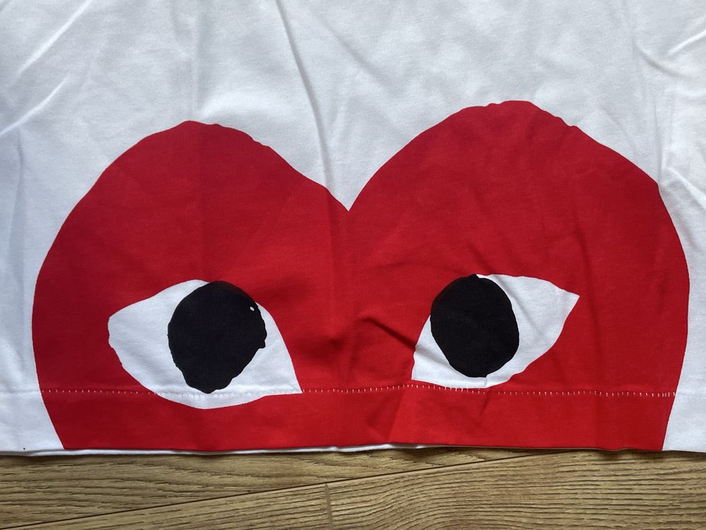 Tricou Cdg Comme de Garçons Alb cu Roșu