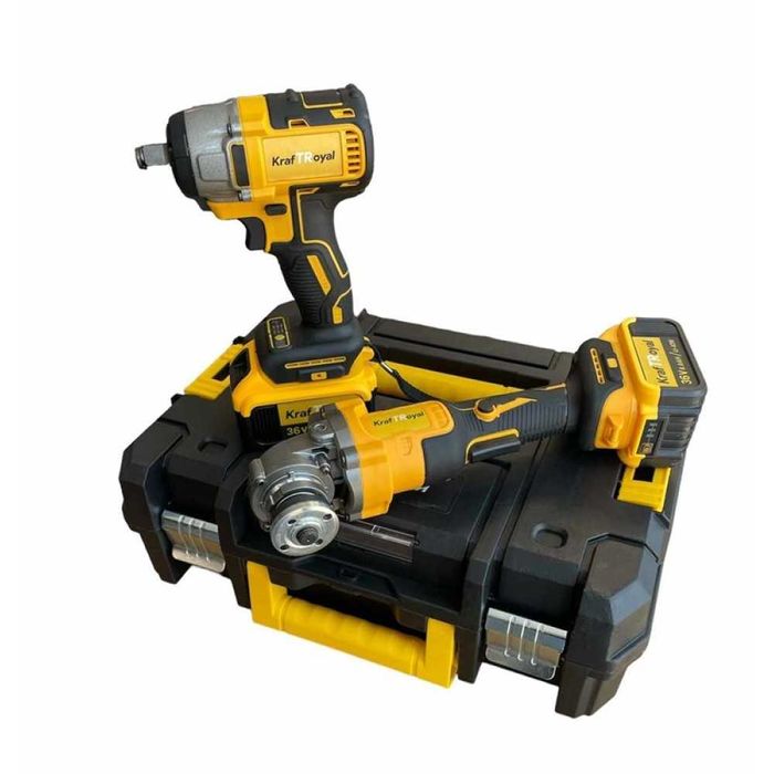 Комплект от акумулаторен ъглошлайф и гайковерт 36V 8Ah KraftRoyal