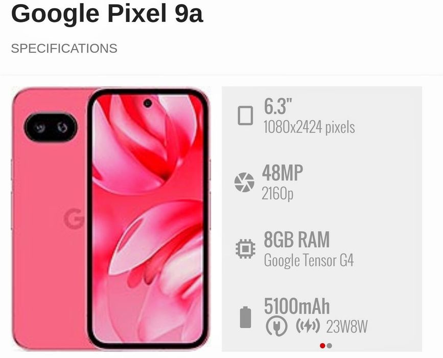 Google Pixel 9a розового и голубого цвета