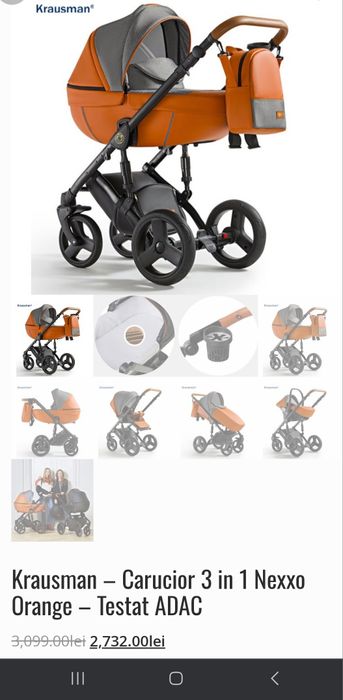 Cărucior / căruț Krausman 3 in 1 Lexxo Black Caramel unisex