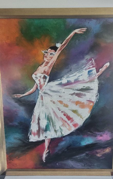 Pictura mare ulei, tablou nou, "Balerina ", pictor roman consacrat