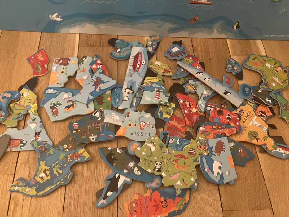 Магнитен пъзел- карта на Света VIGA