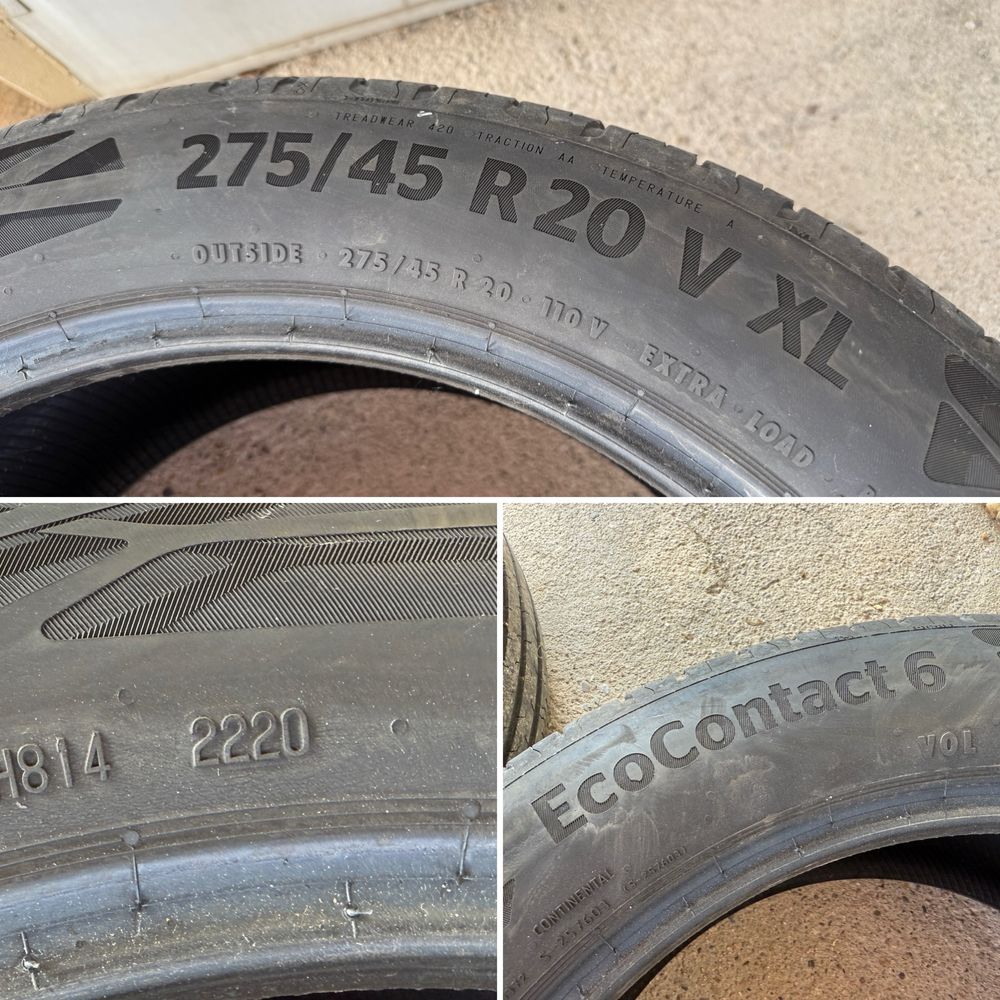 4бр. Летни Гуми С Борд 275/45R/20 -CONTINENTAL ECO 6- DOT:2220- 4.8мм.