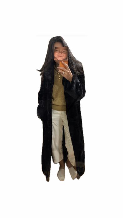 Шуба норка черная макси