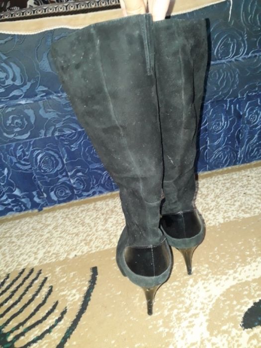 Зимние замшевые сапоги