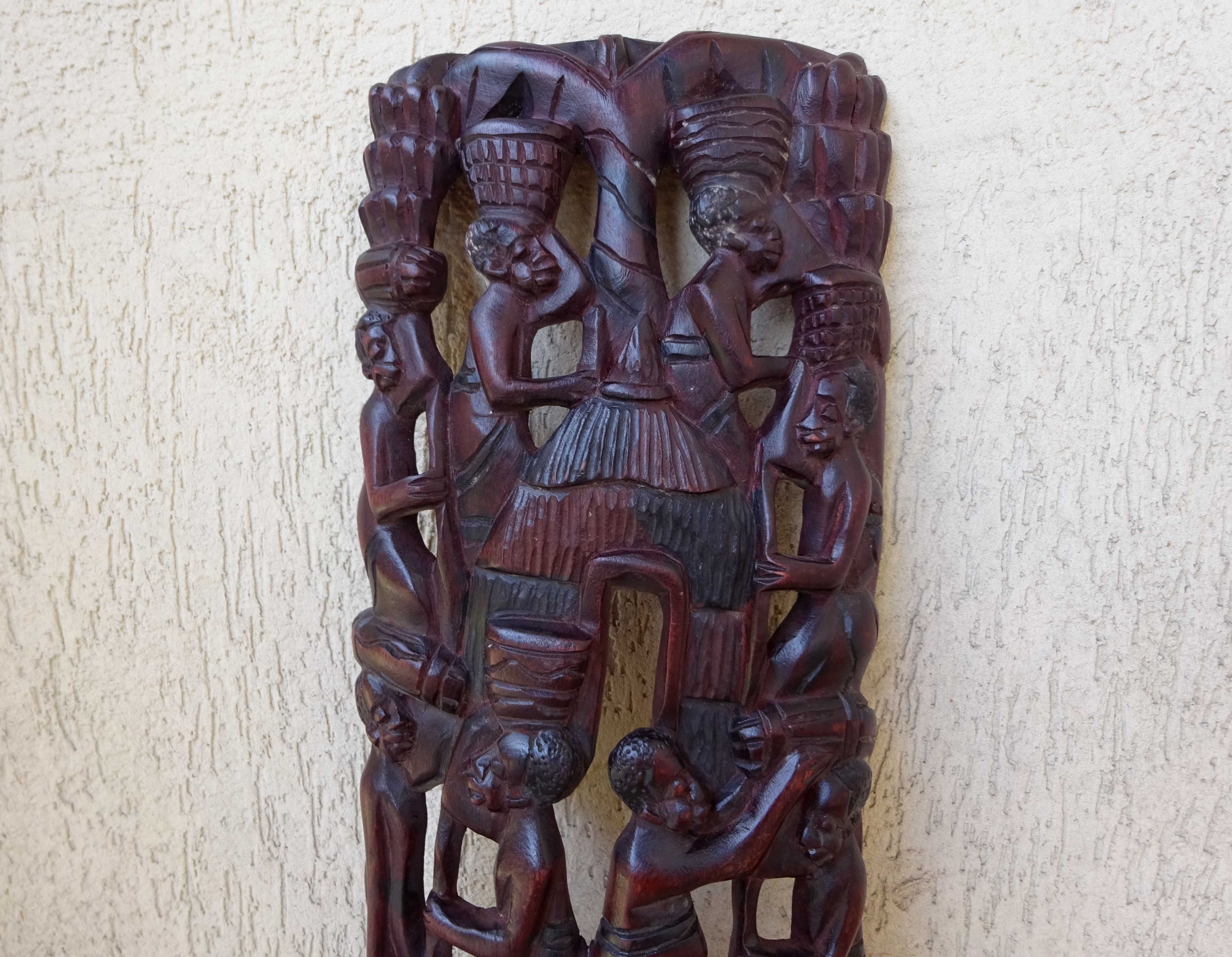 Panou african tribal/ Sculptura veche in lemn exotic/ Kenya