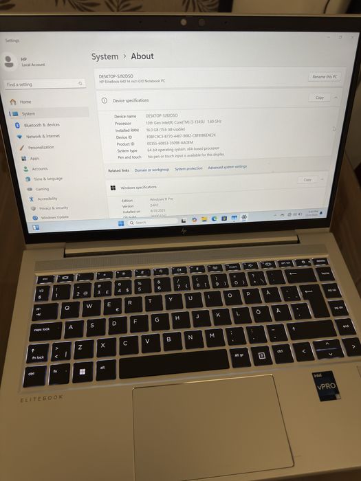 Laptop Hp Elitebook 640 G10 I5 13th 16Gb 256Gb NVMe