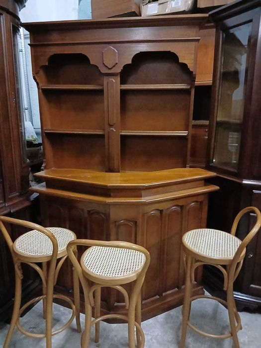 Bar Vintage cu 3 scaune bar