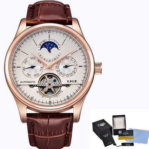 Ceas mecanic automatic Lige Tourbillon  Black