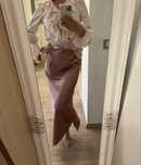 Fusta maxi roz satinat, XS, noua