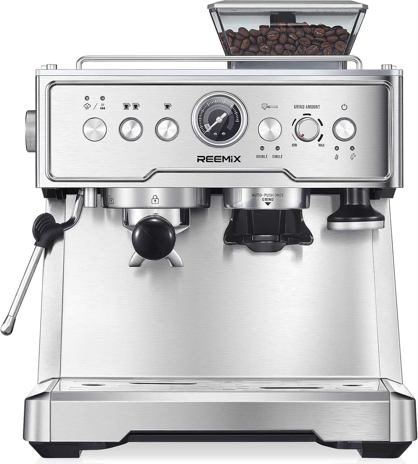 Кафемашина Reemix, 20Bar, вградена мелачка и разпенител за мляко,1350W