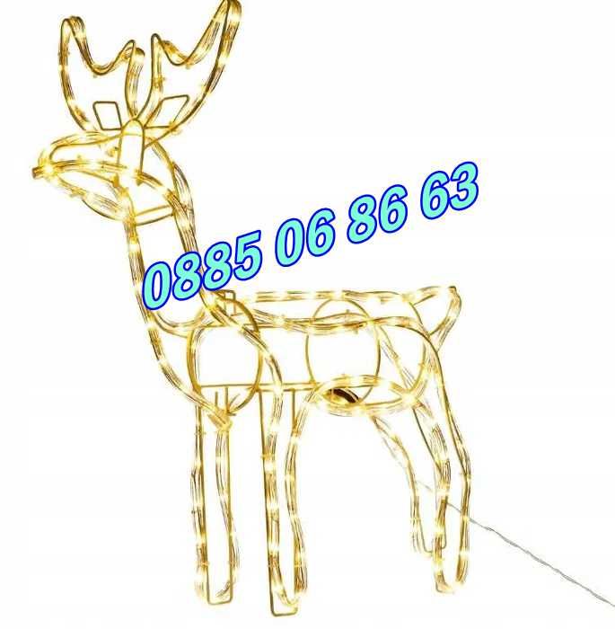 Коледен светещ елен, коледна украса, жълта светлина